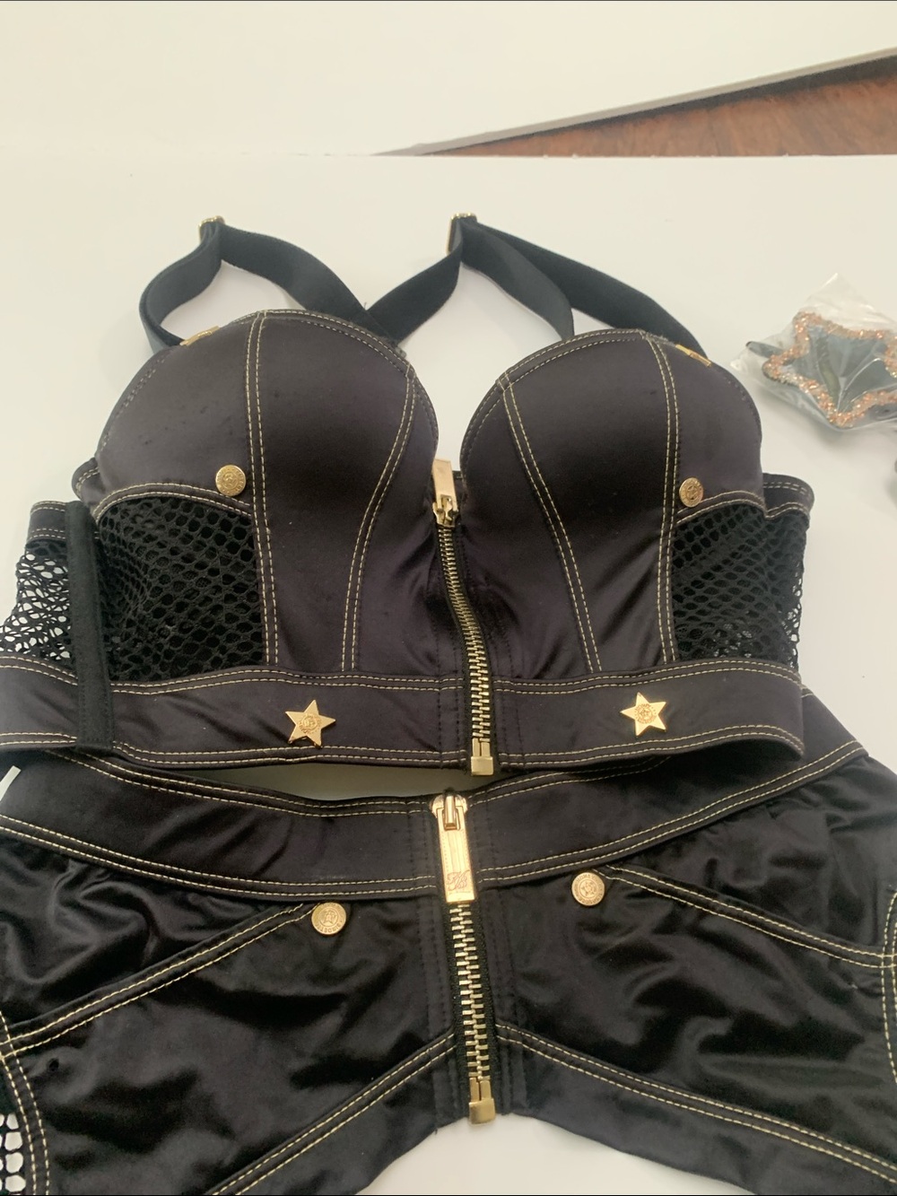 Honey Birdette Black & Gold Strappy Lingerie Set - Picture 3 of 6